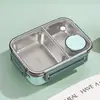 Marmita compartimentada de aço inoxidável, marmita de plástico estilosa para estudantes com compartimento para salada, marmita para micro-ondas para trabalhadores de escritório