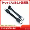 Línea de datos Tipo C de doble cabezal plano PD carga rápida aplicable Línea de carga USB-C línea de fideos para cableado de ventilador