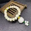 Novo Pulseira de Raiz de Bodhi de Jade Branco Natural Pulseira de Círculo Único com Contas de Lótus para Casal Pulseira de Raiz de Bodhi de Jade Branco Natural Pulseira de Círculo Único com Contas de Lótus para Casal Yiwu Pequenos Presentes Venda Quente Atacado