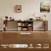 Escritorio Doble de Madera Maciza Mesa de Estudio para Adultos en Casa Mesa Larga para Dormitorio Armario de Almacenamiento Mesa de Ordenador Retráctil Integrada