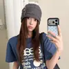 Gorro tejido holgado de doble cara con estampado floral y botón estilo perezoso para mujer ajuste holgado hace que la cara se vea más pequeña gorro para circunferencia de cabeza grande gorro para la cabeza gorro para el frío