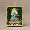 Pingente Thangka de Xizang Zakilam Quadrado Liga de Aço Titânio Dourado Vários Padrões de Minério Podem Escolher Direto da Fábrica