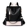 Mochila de Cor Contrastante Feminina 2025 Nova Moda Simples Casual Viagem Grande Capacidade Antifurto Mochila de Couro Macio para Mulheres