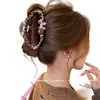 Pinza de Nube Hueca Estampado de Leopardo para Mujer Dibujos Animados Perro Rosa Pinza para el Cabello de Gama Alta Pinza para el Cabello Pinza de Tiburón Accesorio para el Cabello en la Parte Posterior de la Cabeza