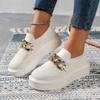Zapatos de Tenis Transpirables de Punto Volador con Suela Gruesa y Cadena de Metal para Mujer, con Punta Redonda y Plataforma de Malla, Estilo Perezoso, Exportación Europea y Americana