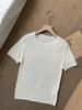 [Mezcla de Seda Tencel] Estilo Ed Cuello Redondo Floral Manga Corta Verano para Mujer Plisado Textura Geométrica Slim Camiseta Tejida