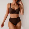Traje de baño para mujer 2025 al por mayor Bikini transfronterizo Estilo europeo y americano Traje de baño de dos piezas Comercio exterior Cintura alta Modelo nuevo