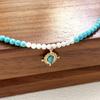 Novo Colar Retro Artístico Chinês Feminino L Azul Turquesa Shell Beads Clavícula Cadeia Luz Luxo Titânio de Alta Qualidade Aço Corrente de Pescoço