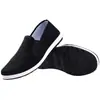 Zapatos de tela sin cordones para hombre, zapatos planos de suela lisa negros, zapatos de trabajo, zapatos de papá, zapatos de hotel, zapatos de protección laboral, zapatos de tela negros para el trabajo