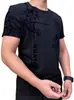 Camiseta de Verano para Hombre de Manga Corta Transfronteriza Nueva Marca de Moda Casual de Media Manga Moderna Versátil Ajustada Talla Grande Camiseta de Cuello Redondo