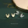Pendientes de alce navideño de plata Jufeng S925, nuevos y sencillos pendientes de asta, pendientes de ópalo personalizados a la moda