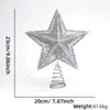 Estrela de Ponta de Árvore de Natal Estrela de Cinco Pontas Pó Dourado Plástico Arte em Ferro Estrela de Cinco Pontas Estrela Polvilhada com Pó Enfeite de Árvore de Natal