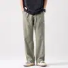 Pantalones de algodón y lino para hombre, pierna recta holgada, talla grande, color claro, pantalones casuales de ramio para hombre, delgados de verano, transpirables, modernos, versátiles