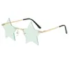 Gafas de sol personalizadas con lente oceánica de estrella de cinco puntas gafas divertidas transfronterizas exportación nuevas gafas sin montura con ribete europeo y americano