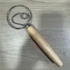 Batidor de Mango de Madera, Batidor Manual de Huevos de Cocina, Mezclador de Alambre de Acero Inoxidable para Masa, Palo para Amasar Masa, Herramienta para Amasar Masa