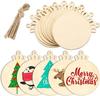 Adornos navideños, colgante de árbol de Navidad, disco redondo, etiqueta de madera para manualidades de bricolaje, grafiti de virutas de madera