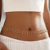 Moda Transfronteriza Europea y Americana Simple Diamante Hierro Sexy Cadena Corporal Concha Mariposa Estrella Colgante Cadena de Cintura Accesorios