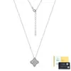 Collar de plata de ley S925 con trébol de cuatro hojas y moissanita para mujer, totalmente incrustado, cadena para la clavícula de flor de cuatro hojas de lujo ligero, colgante de moda ajustable