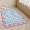Alfombrilla antideslizante para baño estilo Ins, con diseño avanzado de cuadros, hueca, permeable, supersuave y con drenaje recortable.