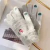 Guantes de Navidad de Muñeco de Nieve Corazón Femenino Guantes de Dedos Divididos para Pantalla Táctil Guantes de Punto Cálidos de Invierno Guantes de Ciclismo a Prueba de Frío para Mujer
