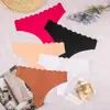 Pantaletas de Hielo Sin Costuras de Cintura Baja Europeas y Americanas, Pantaletas de Mujer de una Pieza Adhesivas de Color Sólido con Cintura Ondulada Hueca
