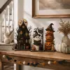 Populares adornos de calabaza, fantasma y gato negro de madera para Halloween, decoraciones de escritorio para la habitación, manualidades de madera