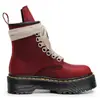 Botas de Motocicleta de Cuero Crazy Horse de Primera Capa Transfronterizas de Color Rojo con Suela Gruesa de 8 Ojales para Mujer 1460 Cremallera Lateral Botines de Cuero Genuino Suela de Plataforma Lengüeta Larga