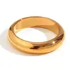 Joyería de Anillo Popular Versátil Simple de Moda Europea y Americana Acero Inoxidable Chapado en Oro de 18K Anillo Liso Grueso para Mujer