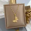 [Aço Titânio] Colar Borboleta Olho de Gato em Aço Titânio Feminino Pingente Totalmente Cravejado em Diamante Cobre Micro-Incrustado Corrente de Clavícula Corrente Curta da Moda para Suéter
