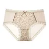 Bragas Sexy de Estampado de Leopardo Estilo Francés para Mujer, Satén y Encaje de Puro Deseo, Seda de Morera, Entrepierna Antibacteriana, Cintura Media, Bragas para Mujer que se Ajustan a la Cadera