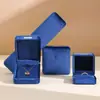 Caixa de joias com cantos arredondados e textura de veludo, caixa para anéis, caixa de armazenamento para brincos e colares, caixa para pulseiras de joias, caixa de embalagem para acessórios
