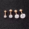 Moda Feminina Coreana com Fio de Metal Zircônia de 4 Garras Aço Titânio Simples Pequenos Brincos Distintivos para Mulheres Studs de Orelha Clavos de Osso da Orelha