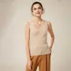 100% Caxemira Pura Suspensório Outono e Inverno Novo Feminino Gola V Slim Tricô Colete Cor Sólida Curto Camisa Base
