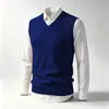 Nuevo chaleco de punto sin mangas con cuello en V para otoño e invierno para comercio transfronterizo, chaleco suéter de color liso, top de capa base