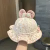 Chapéus de Bebê Estilo Coreano para Primavera e Verão, Doces e Estilosos, Chapéus Bucket Ajustáveis para Crianças Pequenas, Chapéus Bucket Finos de Princesa