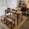 Nova Mesa de Chá Chinesa Mesa de Chá Kung Fu Doméstica Madeira Maciça Mesa de Chá para Varanda Pequena Sala de Estar Mesa Zen de Olmo Velho
