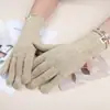 Guantes de Punto Cálidos para Mujer, Otoño e Invierno, Estilo Estudiante, Color Sólido, Versátiles, Sin Dedos, Guantes de Lana con Dedos Divididos para Oficina, Exteriores, Ciclismo