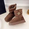 Botas de Nieve Gruesas de Invierno Nuevas de Doble Uso con Suelas Gruesas, Hebilla de Cinturón y Botas de Algodón Cálido de Felpa para Mujer, Botas de Media Pantorrilla para Mayor Calidez