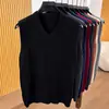 Suéter colete transfronteiriço colete masculino gola V solto cor sólida colete camiseta estilo coreano malha tamanho plus top masculino