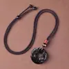 Colgante de Hebilla de Seguridad de Obsidiana Natural para Hombres, Collar Lucky Pixiu para Mujeres, Regalo de Año del Zodiaco para Parejas
