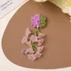 Cor original de menina selvagem verde de início de primavera combinando com franja bege lírio orquídea brinco DIY pequeno e fresco acessórios de brinco de primavera