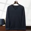 Outono/Inverno 2026 Novo Suéter de Cashmere Grosso de Malha 7 Fios Gola V Masculino Manga Longa Solto Casual Caimento Solto
