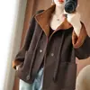 Abrigo de Lana Doble Faz para Mujer Otoño Invierno Estilo Nuevo Cuello Alto Estilo Corto Petite Cachemir Lana Pura Hecho a Mano Abrigo