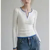 Suéter de tricô branco slim fit para o início do outono, nova coleção feminina 2026, top chique e moderno estilo francês que te deixa mais jovem