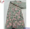 Encaje Francés Retro Totalmente Plisado Bordado con Rosas Tela de Encaje con Lentejuelas para Novia
