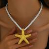 Colar de estrela do mar estilo europeu e americano transfronteiriço com design de nicho de corda de cânhamo simples e corrente torcida, colar combinando