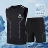 Roupas de Ginástica para Homens, Regata de Seda Gelada de Secagem Rápida, Conjunto de Roupa Esportiva, Equipamento de Basquete, Camiseta de Manga Curta para Treino e Corrida, Verão