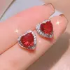 Novo conjunto de joias estilo japonês e coreano anel de romã com zircônia brincos pingente conjunto de três peças acessórios para banquete de casamento feminino