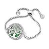 Pulsera de Aromaterapia Acero Inoxidable Hueco Ajustable Pulsera de Pareja Joyería Europea y Americana Árbol de la Vida Pulsera de Perfume y Aceite Esencial