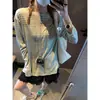 Mochie Estilo Preguiçoso Sensação Relaxada Amigo da Pele Caimento Fluido Listrado Color-Blocking Solta Emagrecedora Camiseta Camisa Básica Mq1191